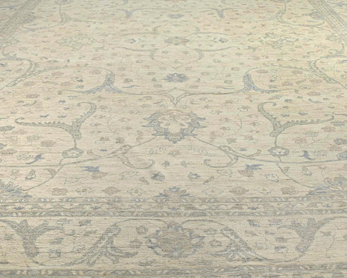 13x19 Zeigler Beige Afghan Hand Knotted Wool Area Rug